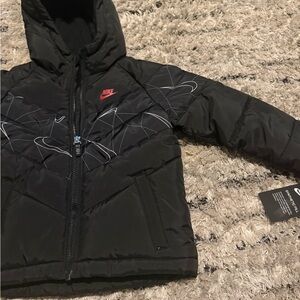 Nike Kids Black and Red Puffer Jacket